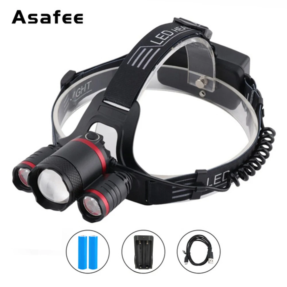 3000лм T6 R2 светодиодный Индукционная фара датчик света 5 Mode Zoom налобный фонарь