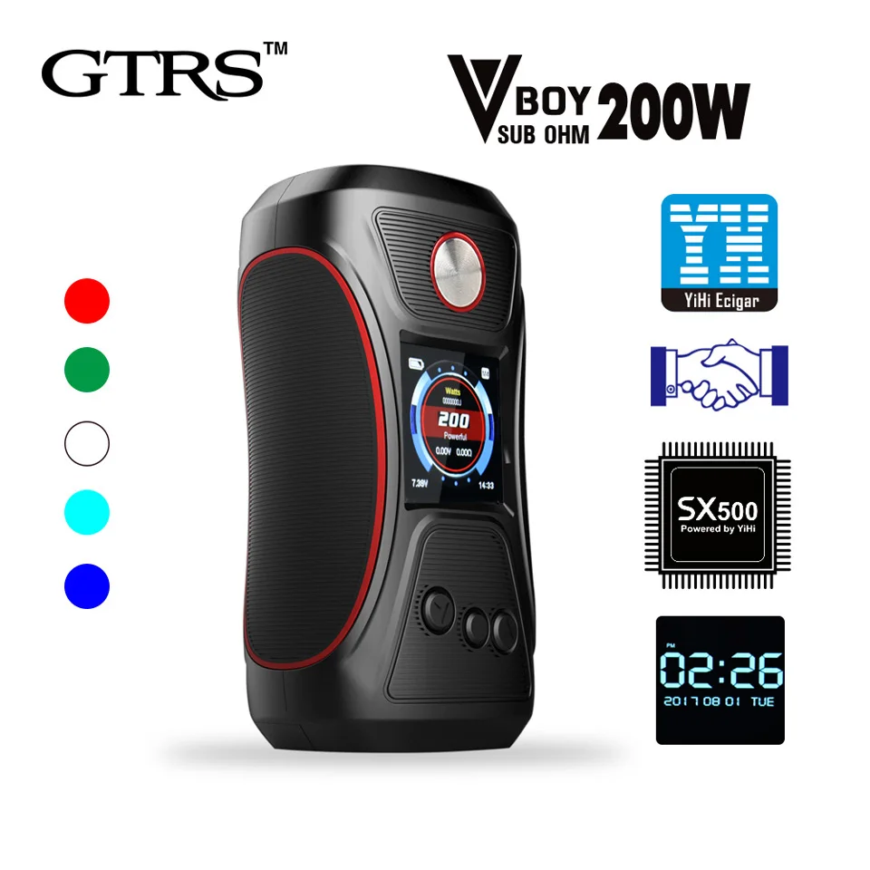 Оригинальный GTRS Vboy 200 Вт бокс мод SX500 Чип высокопроизводительный чипсет 18650 V BOY