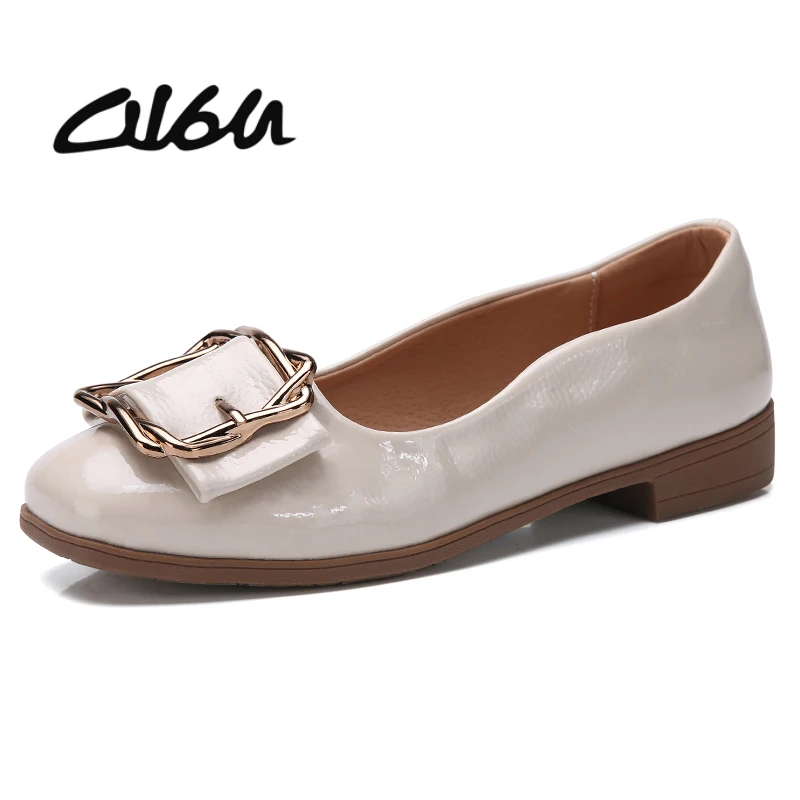 O16U Women Ballerina Flat Shoes PU Slip on Loafers Round toe Ruffles Party ladies ballet flat Black Patent Flats | Обувь