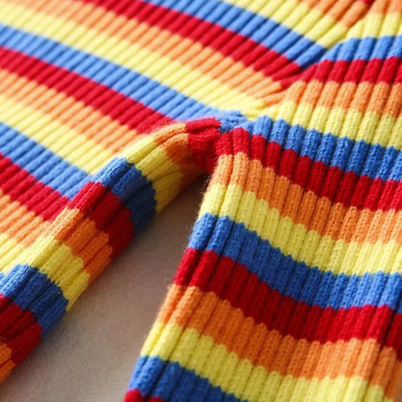 GOPLUS Rainbow Women's Sweater Winter Autumn Slim Striped Colorful Turtleneck Sweaters For Women Pullover Clothing | Женская одежда