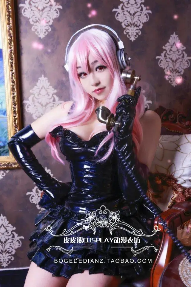 Костюм для косплея Nitro Super Sonic черный кожаный костюм топ и юбка на заказ 11|super sonico