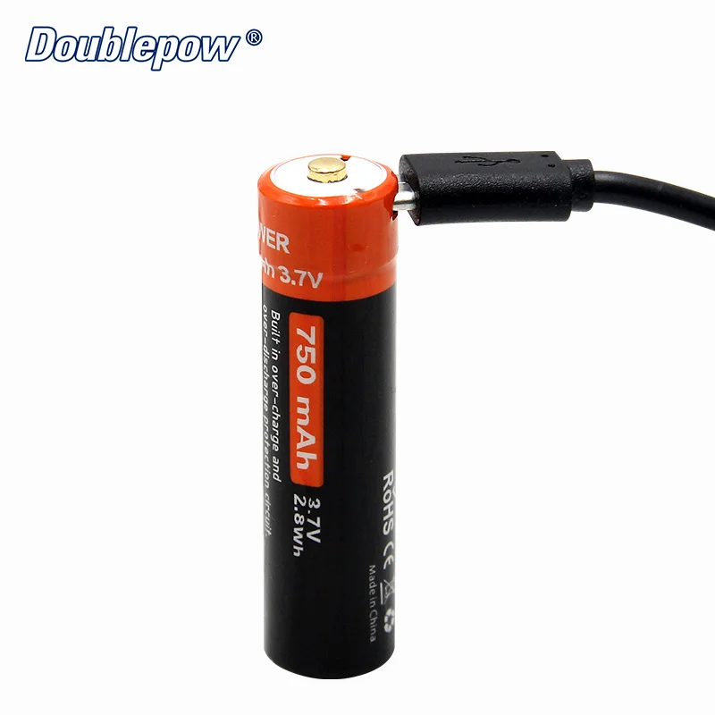2 шт./лот Doublepow DP USB14500 750mAh 3 7 литий ионная аккумуляторная батарея реальная емкость