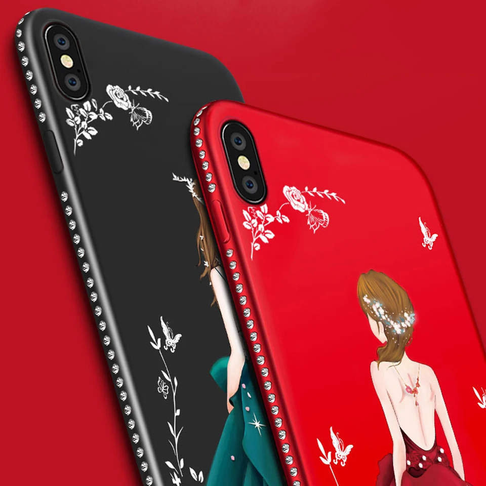 Женское платье бриллиантовый блестящий чехол ТПУ на iphone XS MAX Блестящий 8 Plus для XR SE