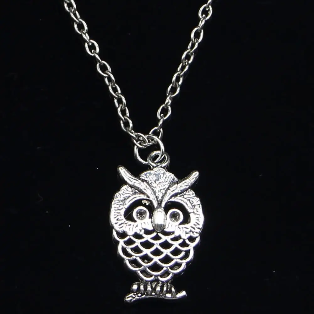 

20pcs New Fashion Necklace 24x15mm hollow owl Pendants Short Long Women Men Colar Gift Jewelry Choker