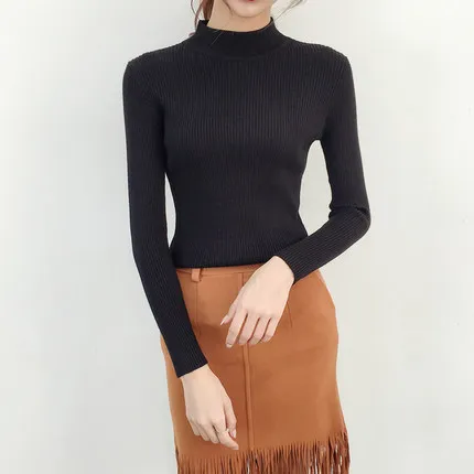 OHCLOTHING новые зимние корейские короткие полу Высокий воротник рубашки с длинными рукавами свитер с высоким воротом Пальто fit - Цвет: B