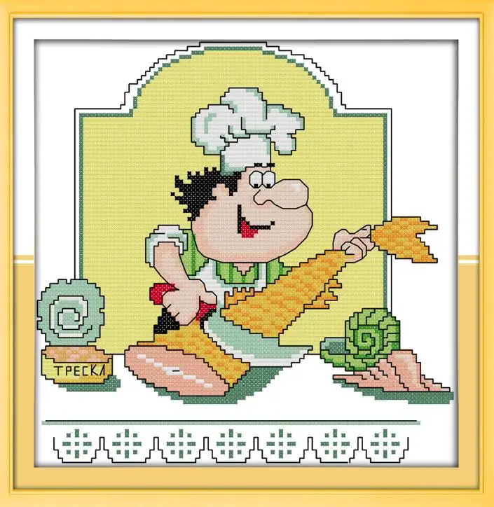 C911-2 Joy Sunday Humor Chef Серия Холст DMC Счетный Китайский Набор для вышивки крестом Набор для вышивки рукоделие - Цвет: C911-2
