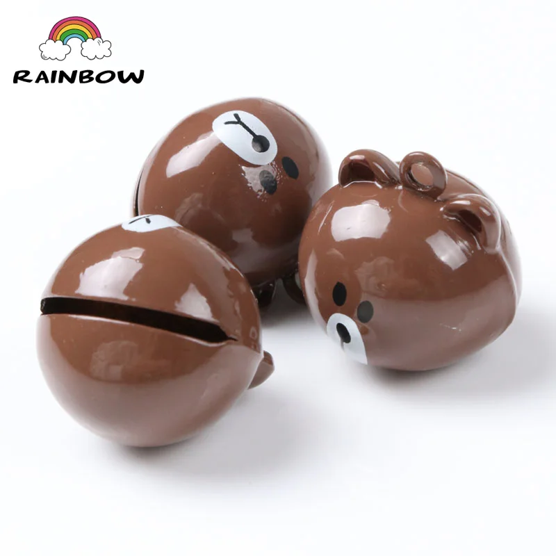 Коричневые свободные железные шарики мультяшный медведь колокольчики