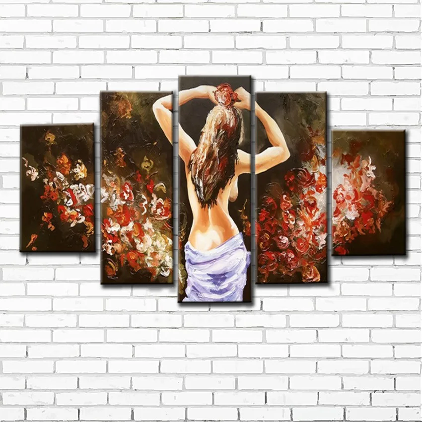 

100% abstract handpainted painting 5pcs sexy girl set oil painting handmade oil painting modern wall art deacoration no frame