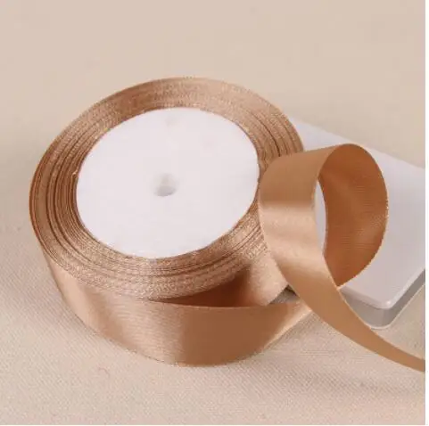 

25Yards Champagne Silk Satin Ribbon Wedding Party Decoration Gift Wrapping Christmas New Year Apparel Sewing Fabric Ribbons