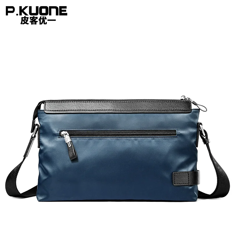 P. KUONE Марка Нейлон Мужчины Плеча Crossbody Сумка Мода Дизайн мужская Черный Мужской