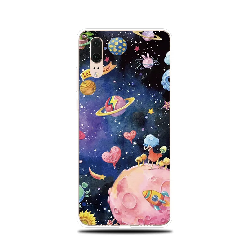 Space Fantasy Silicone Phone Case For Huawei P8 P9 Lite 2017 P Smart 2019 Soft Cover P10 P20 P30 Pro |