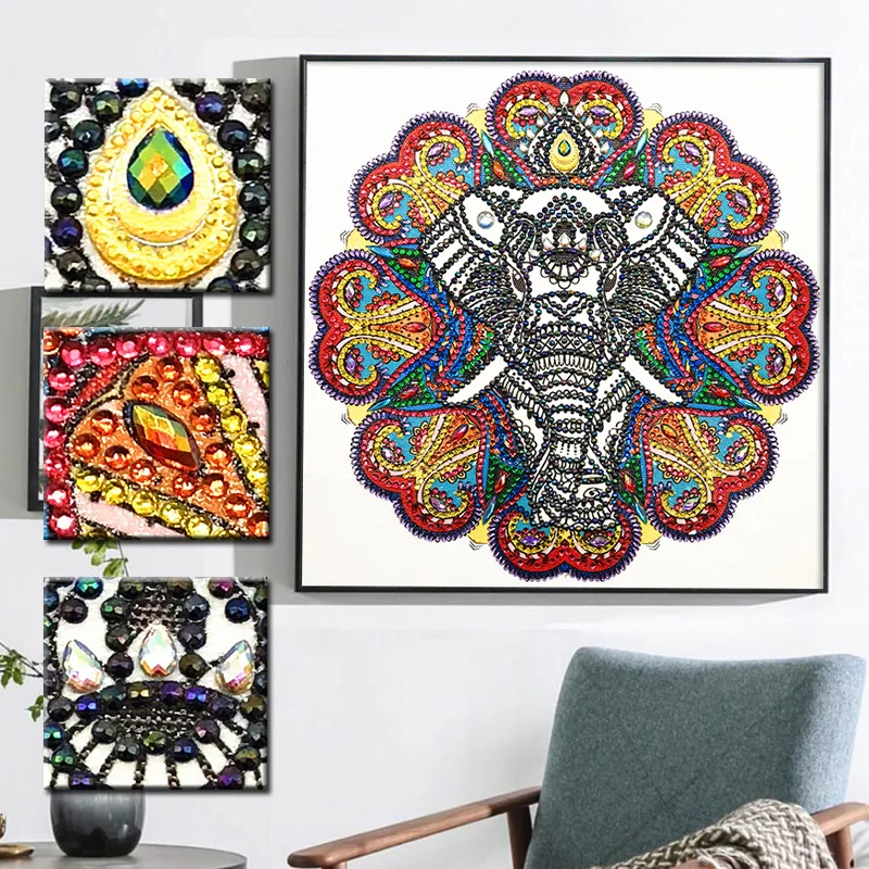 Алмазная вышивка 5D RUBOS для рукоделия алмазная мандалы слона цветов картина