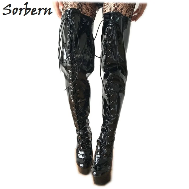 Женские сапоги на среднем каблуке со шнуровкой высоком | Обувь