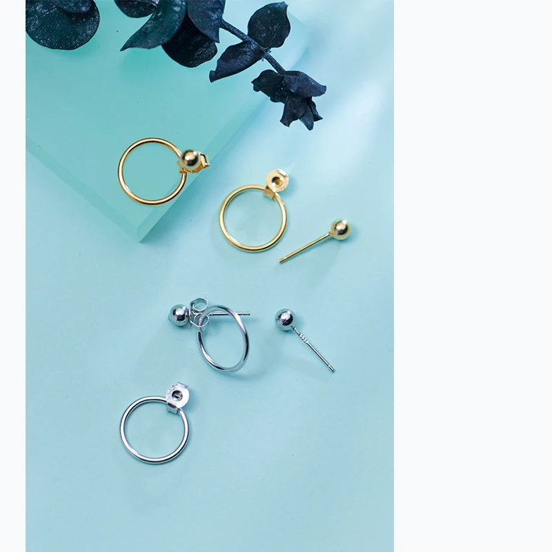 100% серьги из стерлингового серебра 925 пробы 2019 золотые серебряные круглые для