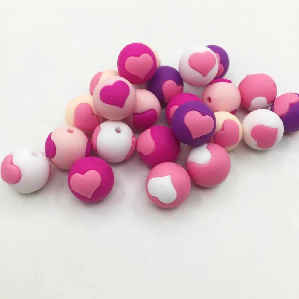 Новое поступление BPA бесплатные Силиконовые бусы круглые силиконовые сердечки.