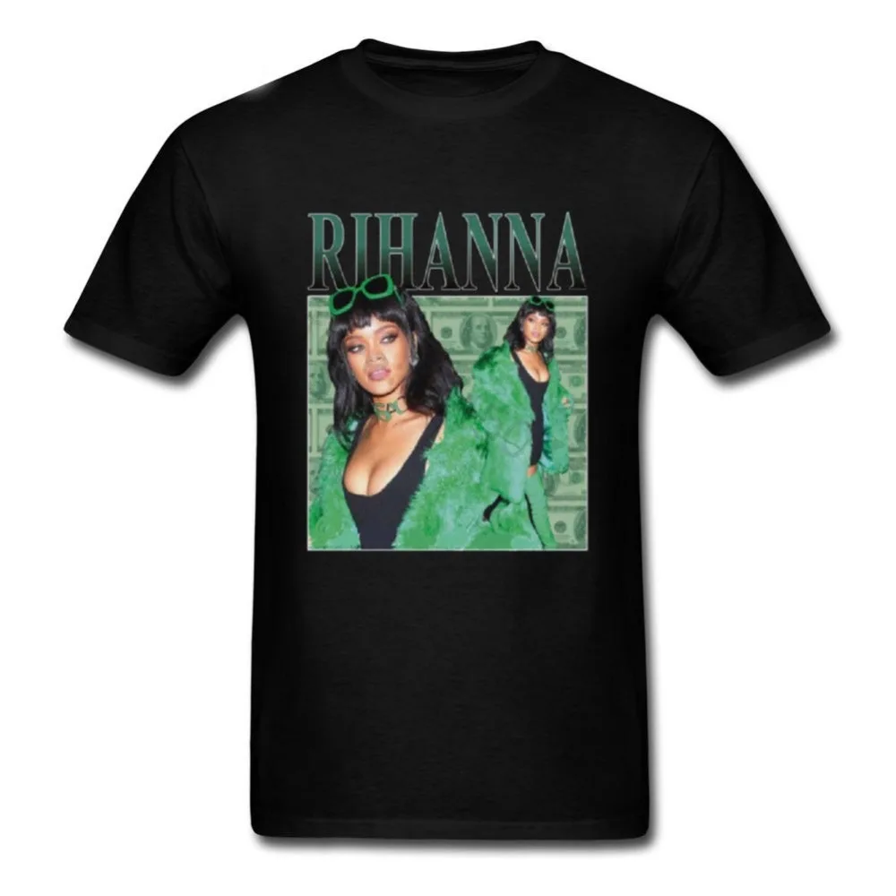Горячая Распродажа, новинка, летние модные футболки, футболка Rihanna для мужчин, хлопок, черная поп, Мужская футболка, размер S до 3XL, уличная - Цвет: black
