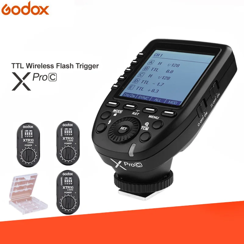 XproC and 3XTR-16 Godox XPro-C E-TTL 2,4G беспроводной HSS вспышка триггер+ XTR-16 приемник для Canon Godox X1R-C XT-16 AD360/DE/QT/DP/QS/GS/GT серии - Цвет: XproC and 3XTR-16