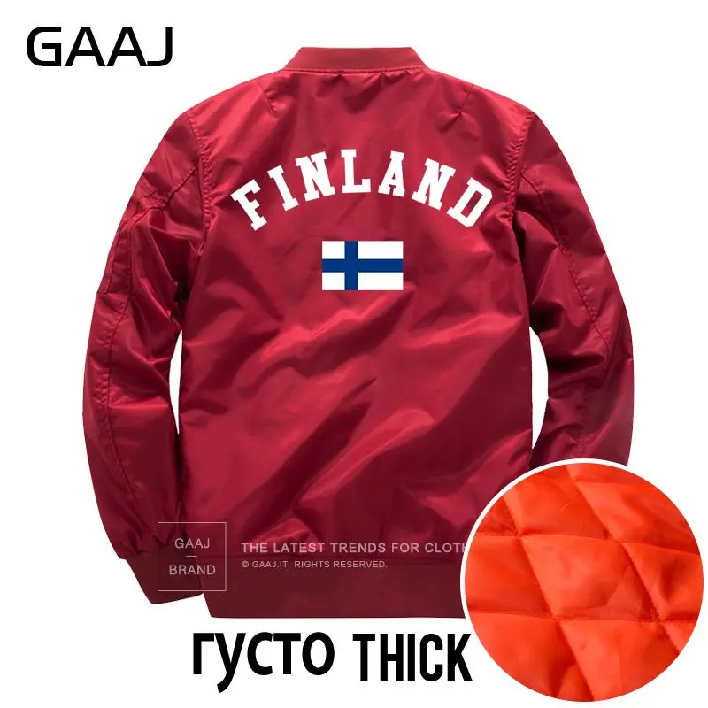 GAAJ принтом флаг Финляндии куртки Для мужчин с круглым вырезом теплая куртка 6XL 7XL 8XL флис пилота модная куртка военного фасона Водонепроницаемый - Цвет: Thick Wine