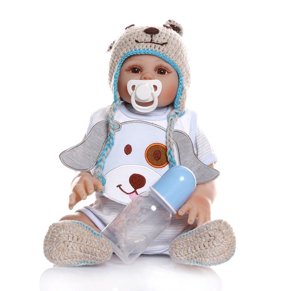 NPK 48 см bebe Кукла reborn baby boy Кукла в синем платье полное тело Мягкая силиконовая Реалистичная детская игрушка для ванны Анатомически правильная