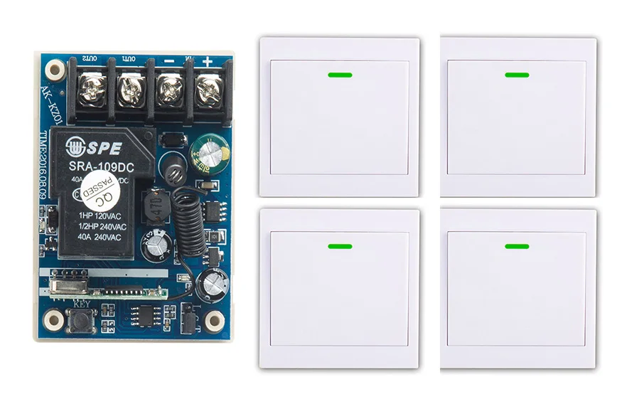 

DC12V 24V 36V 48V 10A 1CH Remote Switch Receiver Wall Transmitter Wireless Power Switch Garage Door lamp/window/shutters