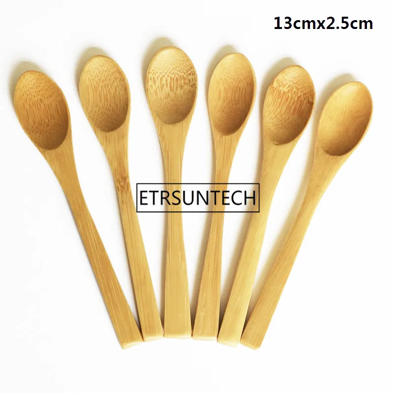 13cmx2.5cm 8 Размер, маленькие бамбуковые ложки, натуральные, Eeo-Friendly, мини-ложки для меда, кухонные, мини-ложки для кофе, чайная ложка для детей, совок для мороженого, 9~ 16 см - Цвет: 13cmx2.5cm