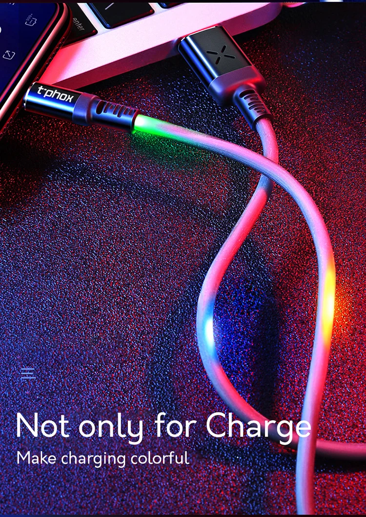 T-phox акустический USB кабель для быстрой зарядки танцевальный светодиодный зарядный кабель для мобильного телефона для iPhone X XS MAX 8 7 6s Plus