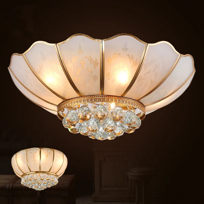 Итальянская ресторанная потолочная лампа с кристаллами современное медное