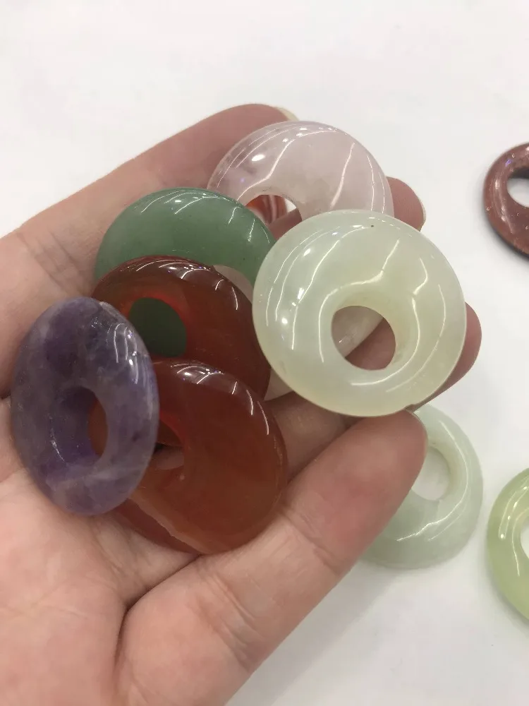 Natural Agogo Ring Shape Quartzs Aventurines Carnelians Goldsand stone Pendant Jewelry Semi Precious Beads Mak Wholesale For DIY | Украшения