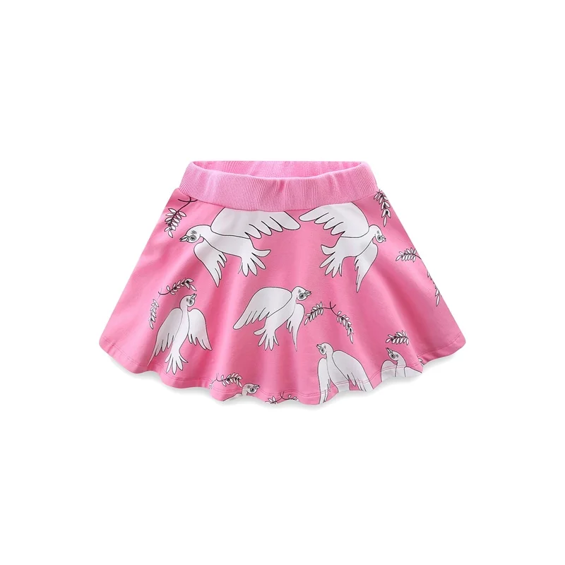 pink Модная летняя Милая юбка для девочек хлопковая юбка с изображением птиц и музыкальной ноты простая детская юбка for1-6Age, 3 стиля - Цвет: pink