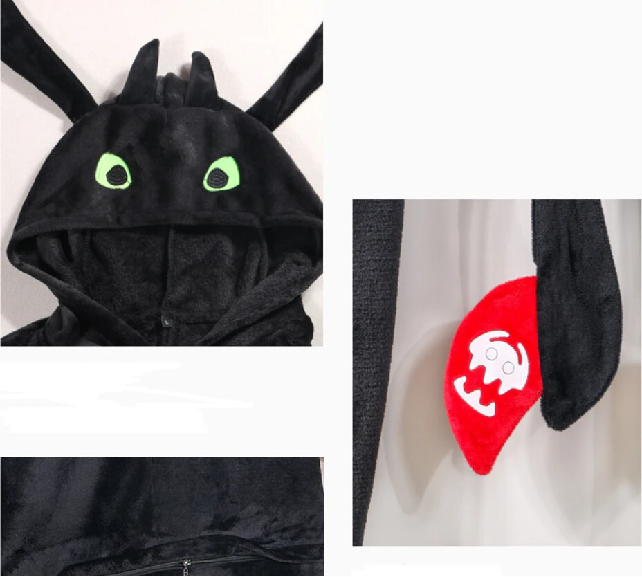 

How to Train Your Dragon Toothless Pajamas Unisex Sleepwear Toothless Adult Child Flannel Pajamas Jumpsuit Cosplay Costume