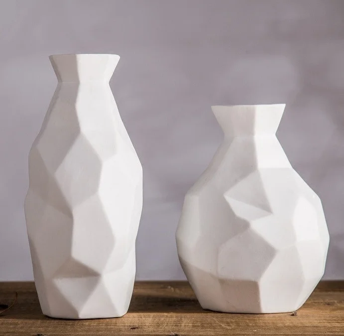 

Плоские керамические вазы Tangent, геометрические фарфоровые Цветочные фляжки, орнамент, аксессуары для рукоделия, декор для гостиной и обеден...