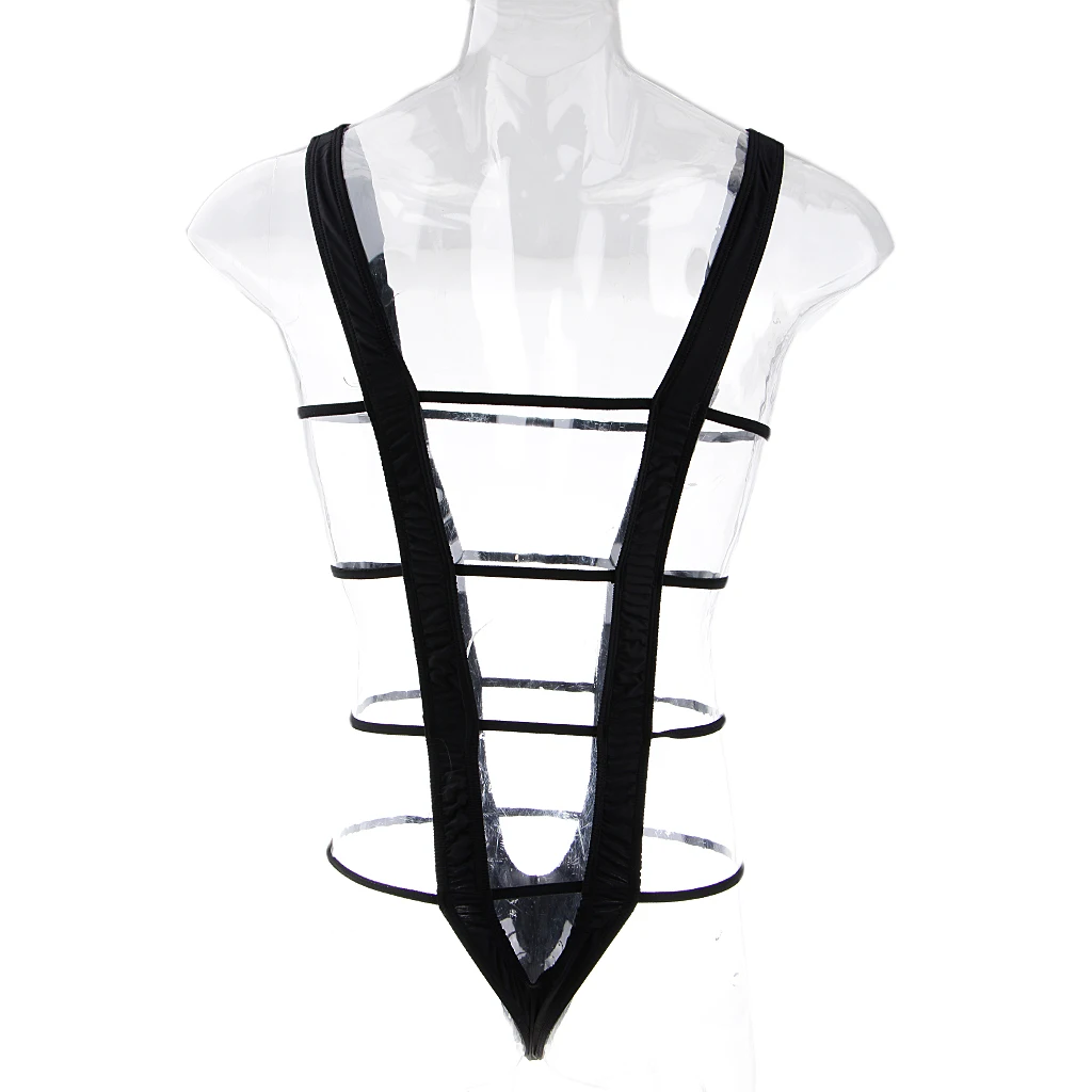 

Men Sexy Pouch Thong Underwear Borat Mankini Harness Bikini Lingerie White/Black