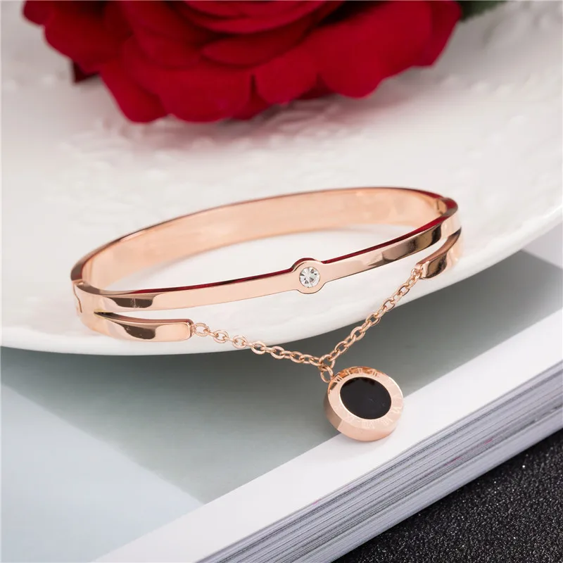 KASIYU Titanium steel Rome digital bracelet female fashion concise Rosegold.Handband. Bracelet Wife. girlfriend S-02 | Украшения и