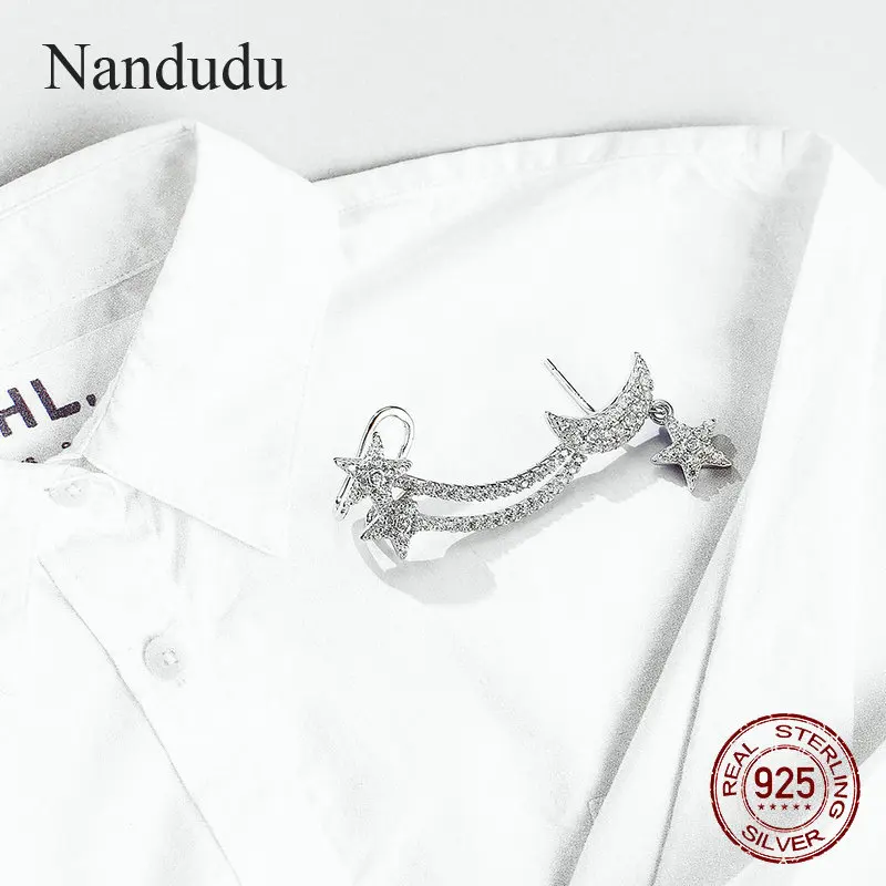Nandudu 100% 925 пробы серебряные серьги-клипсы высокого уровня кубический циркон
