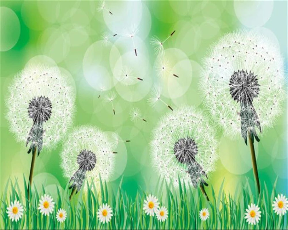 Modern Home Background Decorative 3D Wallpaper Simple Dream Dandelion TV Wall Painting Photo wallpaper Beibehang | Обустройство дома