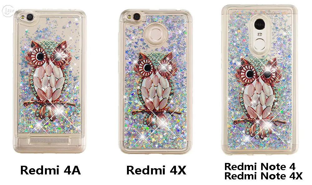 Зыбучий песок чехол для Xiaomi Redmi 4A 4X NOTE 4 динамический Жидкий блеск Звезды Мягкий
