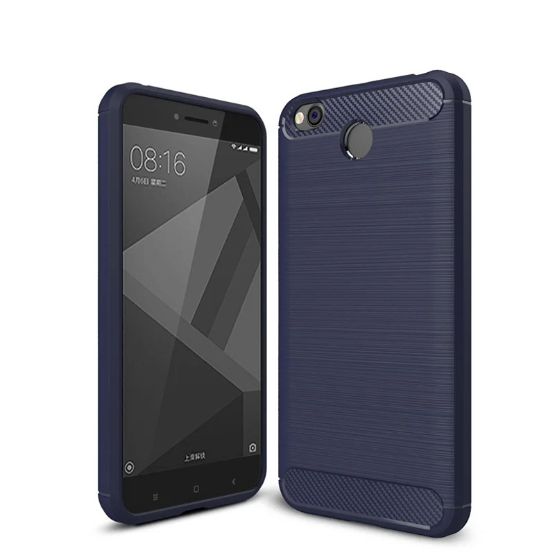 For Xiaomi Redmi 4X Case Cover Carbon Fiber Bumper Rugged Shockproof TPU Silicone Protector |
