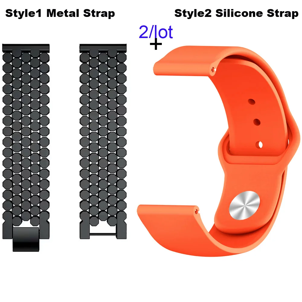 22 мм Браслет Для Xiaomi Amazfit Pace Stratos 2 ремешок для часов Amazfit GTR 47 мм браслет из нержавеющей стали для samsung gear S3 - Цвет: Black-Orange