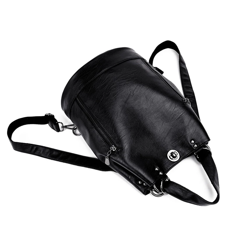 Fashion Women Backpacks Big Capacity PU Leather Backpack Multifunction Teenagers Female Shoulder Bags Sac A Dos Travel Back Pack | Багаж и