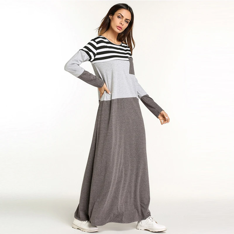 Мусульманское платье MISSJOY Дубай abaya женское мусульманское арабское полосатый