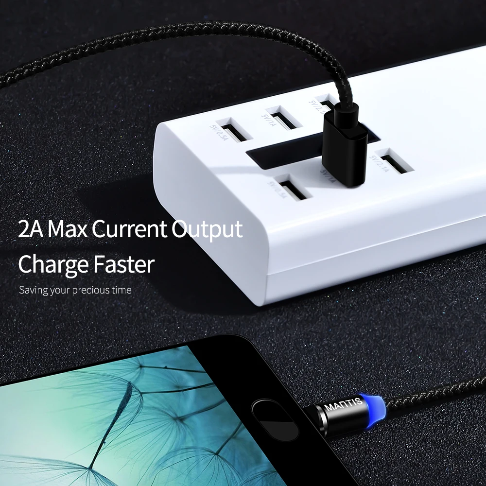 Магнитный кабель MANTIS Micro USB 1 м светодиодный магнит для быстрой зарядки зарядное