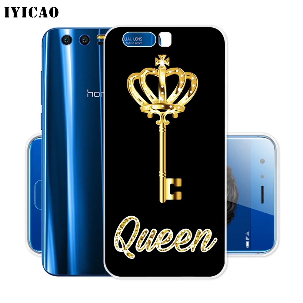 Мягкий силиконовый чехол IYICAO King Queen Crown для Huawei Y9 Y7 Y6 Prime 2018 Honor 8C 8X 8 9 10 Lite 7X 7C 6A 7A Pro