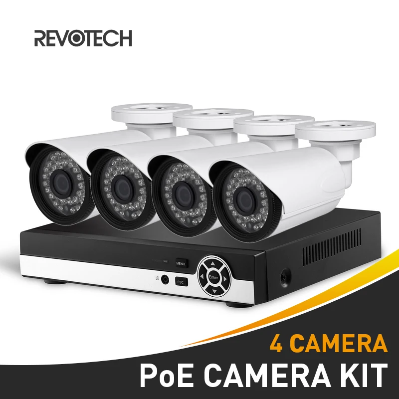 POE 4CH CCTV IP 1080P камера система Комплект HD 4-канальный NVR 4 шт. Водонепроницаемый 1920x1080P МП камера безопасности комплект видеонаблюдения