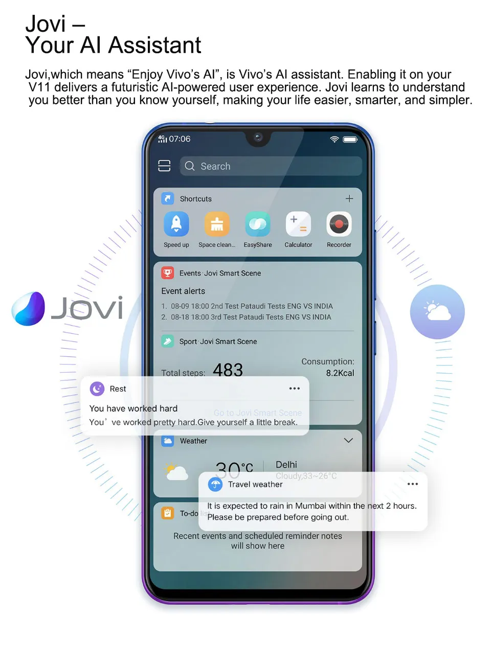 Глобальная версия,, vivo V11, мобильный телефон, 6,41 дюймов, 4G, 128G, Восьмиядерный процессор Snapdragon 660, Передняя камера 25 МП, задняя камера 12 Мп+ 5 МП, разблокировка экрана
