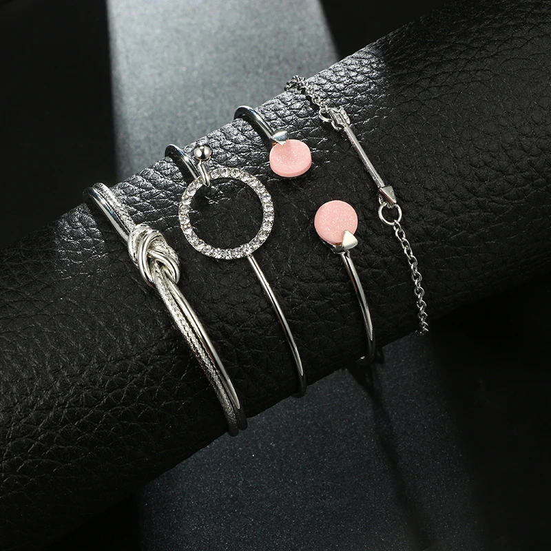 Docona Boho Crsystal Knot браслет стрелки набор для женщин девушек Металлический