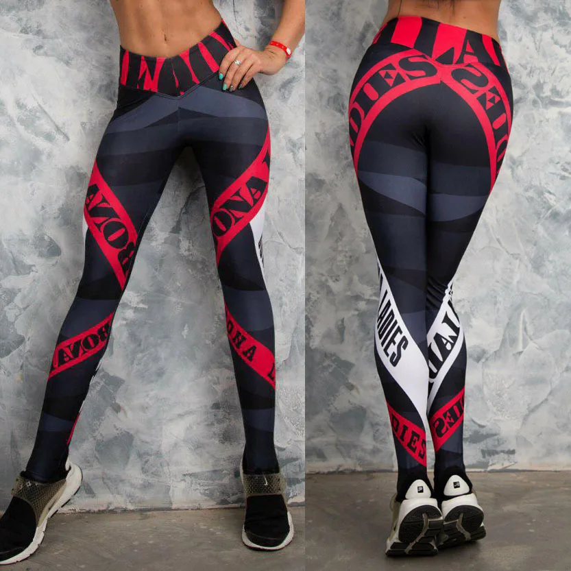 Eaby номер геометрия печати полоса письмо мэм Бодибилдинг хит Underpant 6079|Легинсы| |
