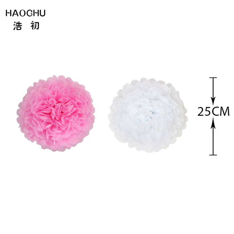 HAOCHU 22 шт./лот 25 см розовые бумажные помпоны тканевые цветочные шарики праздничные