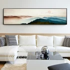 Картина в китайском стиле, абстрактный пейзаж, Картина на холсте, современные горы, лодки, плакаты и принты, Настенная картина для гостиной