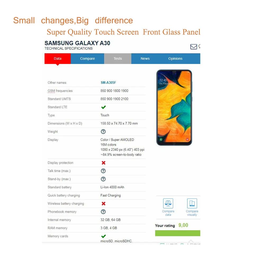 Сенсорный экран для Samsung Galaxy A10 A20 A30 A40 A50 передняя стеклянная панель сенсорный ЖК