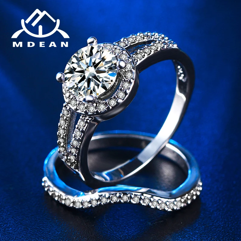 MDEAN белый золотой цвет винтажные кольца для женщин AAA Цирконий ювелирные изделия